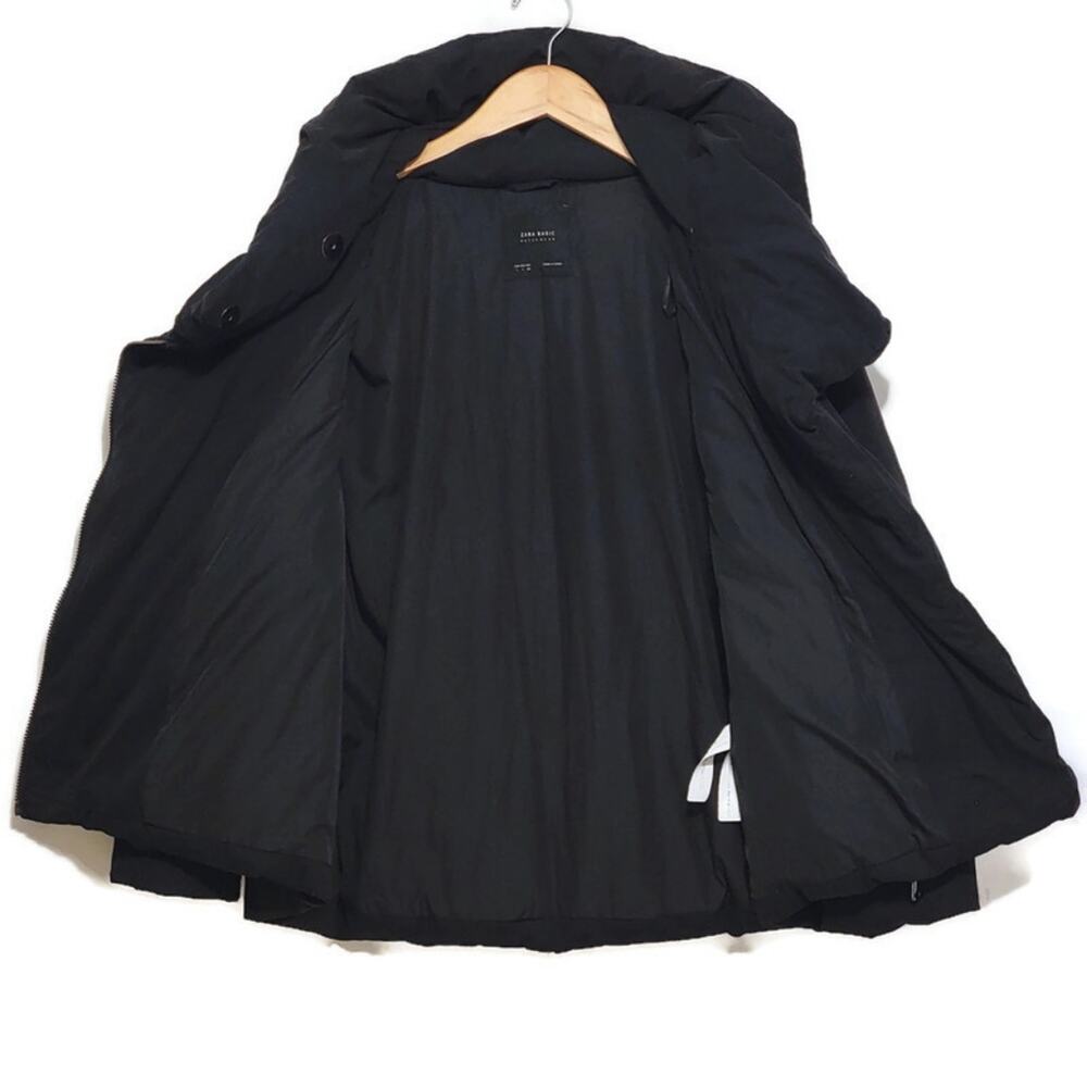 Zara Basic Outerwear Black Hooded Zip Up Front Pu… - image 8